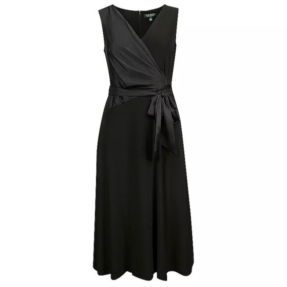Lauren Ralph Lauren Dresses & Skirts - Ralph Lauren Black Faux Wrap Cocktail Midi Dress size 18